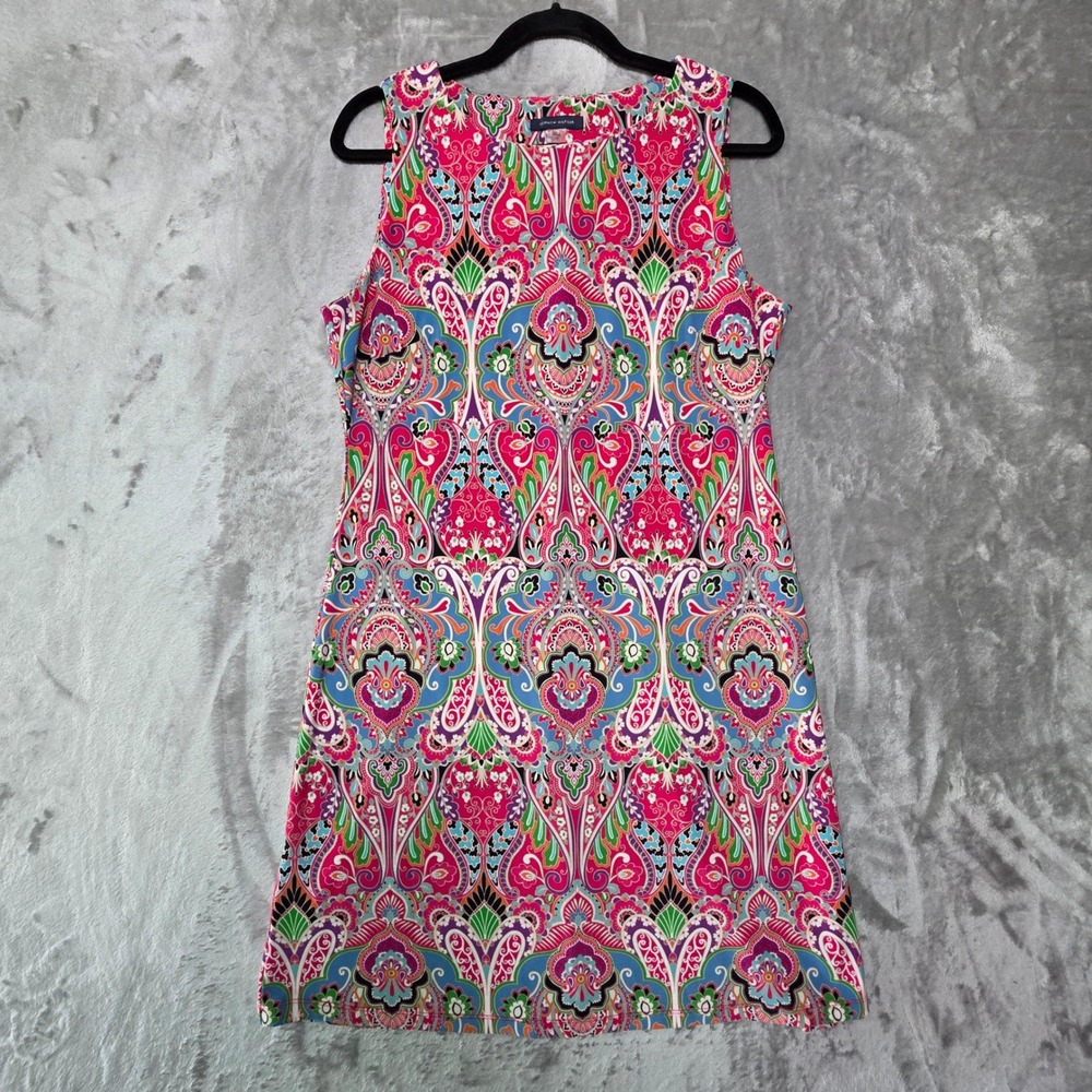 Tommy Hilfiger Pink Paisley Sleeveless Shift Dress Womens 10 Stretch Summer Boho